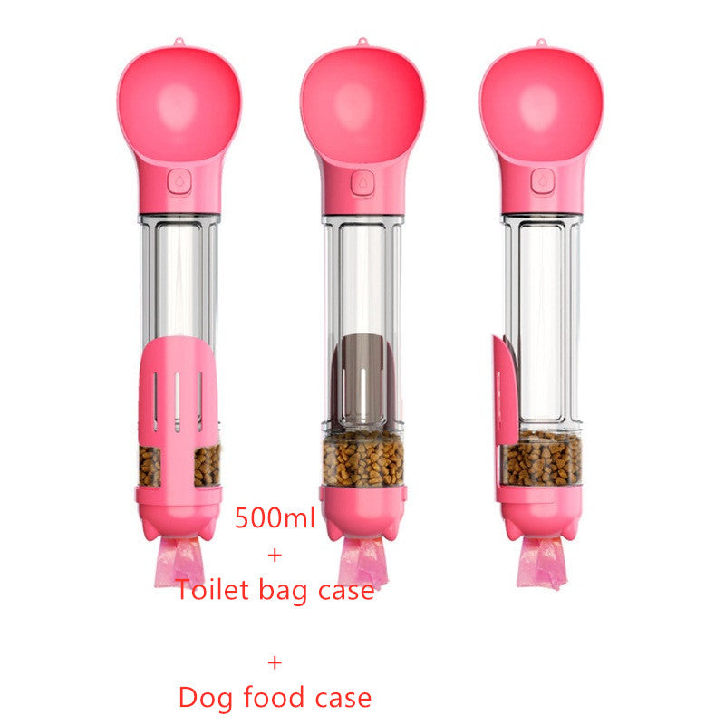 3-in-1 Pet Water Bottle - Portable Dog Travel Bottle with Bowl & Waste Bag Storage