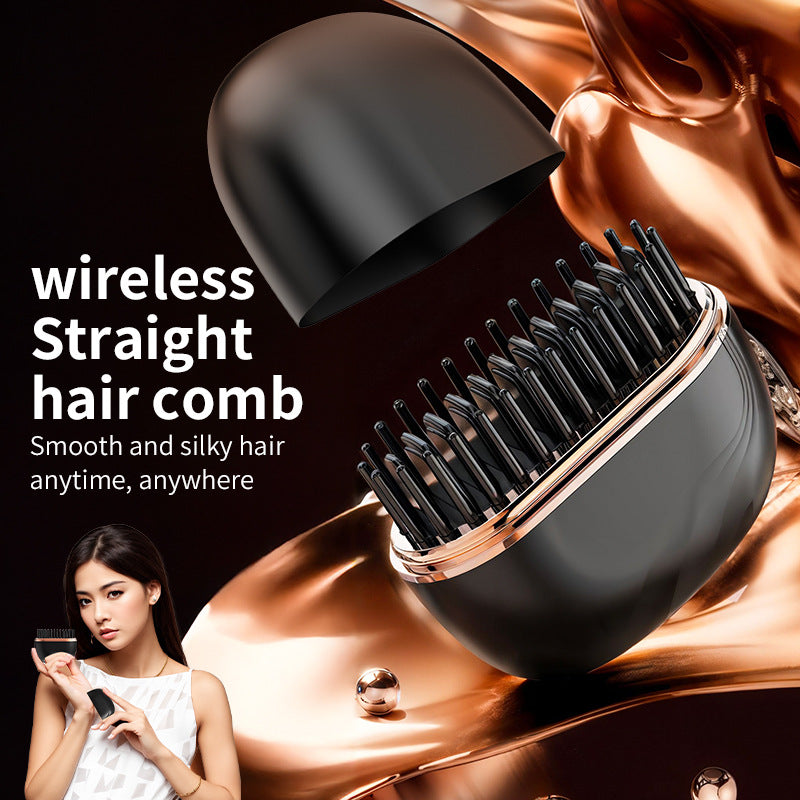 Mini Wireless Hair Straightening Comb - Portable Cordless Straightener