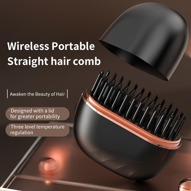 Mini Wireless Hair Straightening Comb - Portable Cordless Straightener