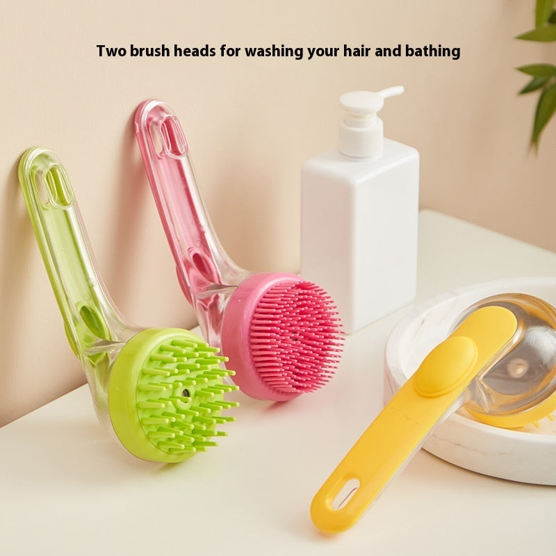 Long Handle Pet Bath Brush - Dog & Cat Shower Grooming Comb