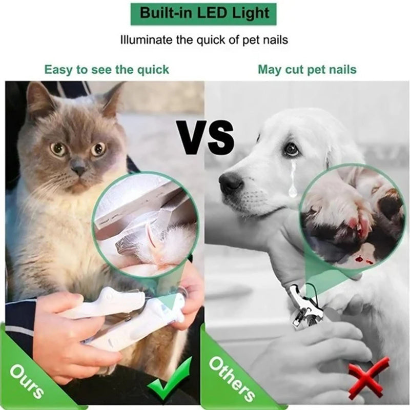 LED Pet Nail Clippers - Professional Dog & Cat Nail Trimmer with Light