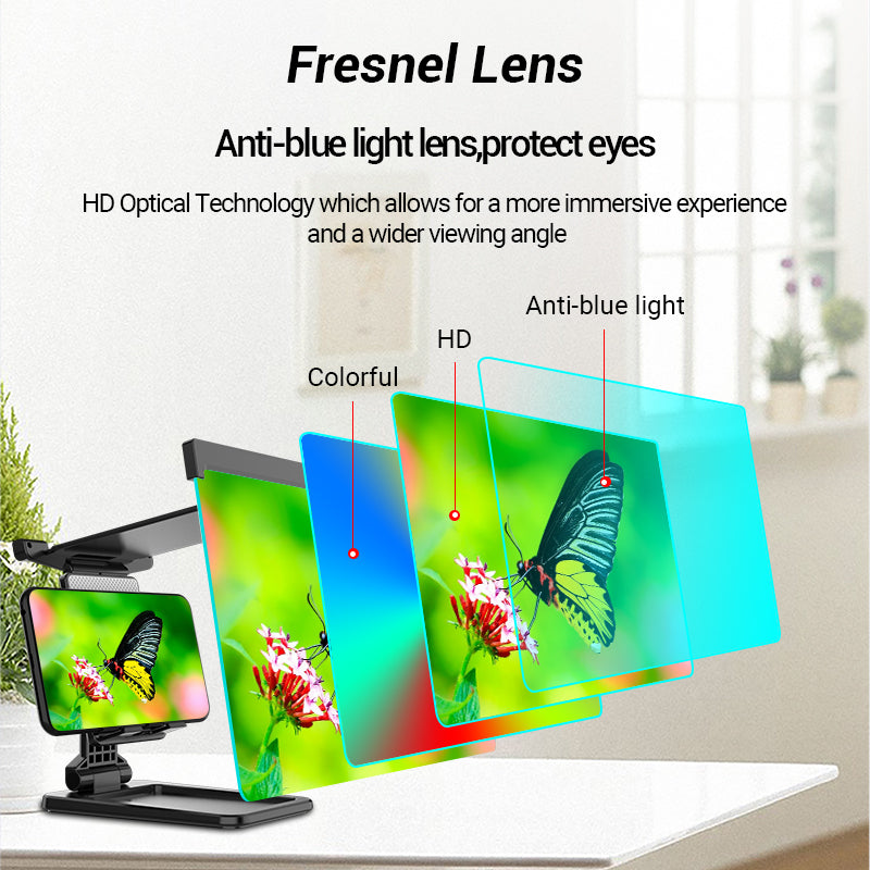 12" Phone Screen Amplifier - Foldable 3D Movie Magnifier Stand