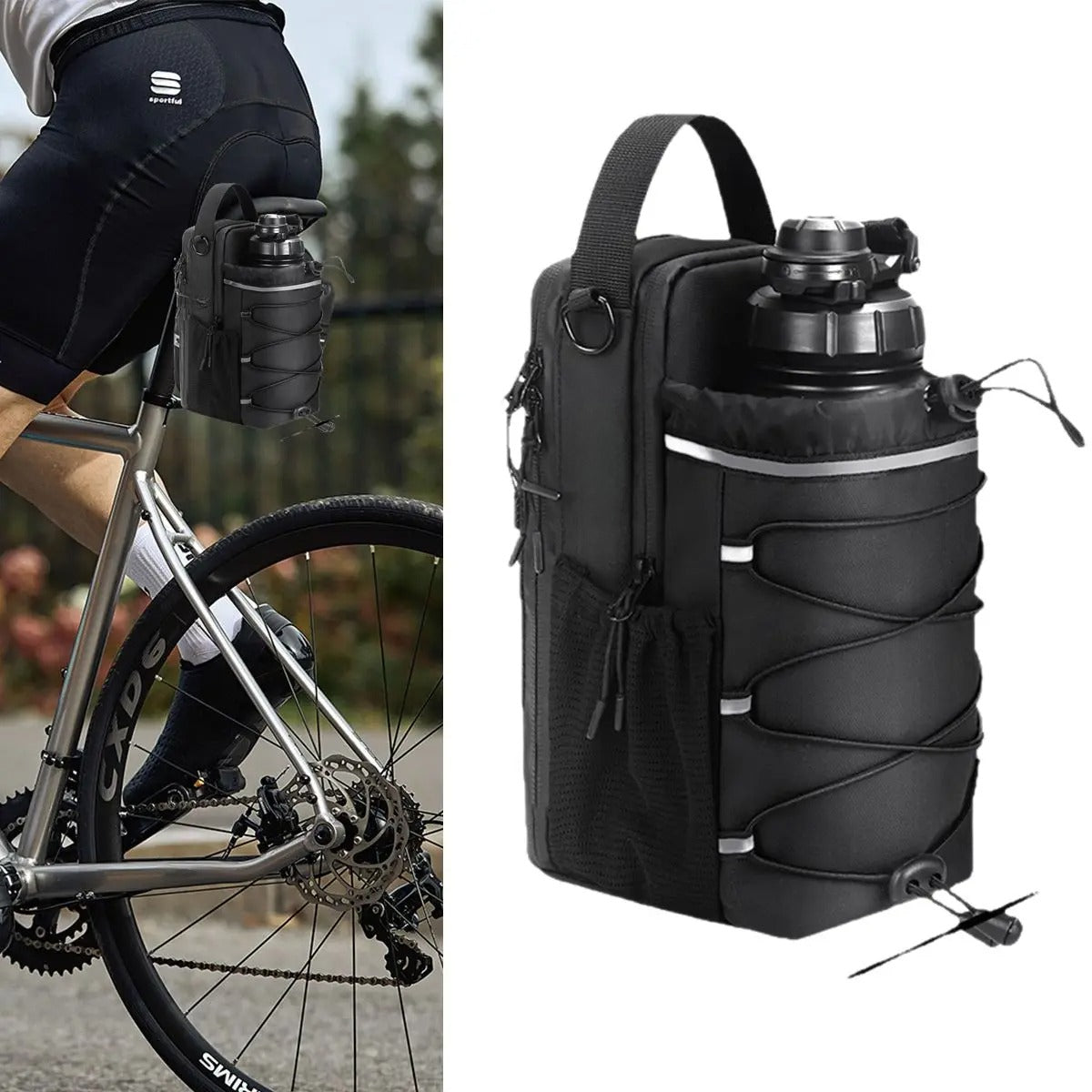 Magnetic Water Bottle Holder Bag - Hands-Free Crossbody Gym Sling